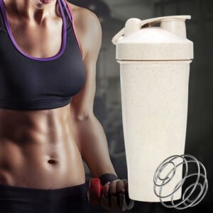 Eco-Friendly Leakproof  Wheat Straw Bottles Shaking Bottle Shaker Gym Protein Powder Shakers with Mixing Ball