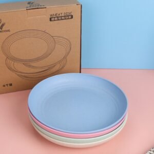 High Quality Heat-Resistant Wheat Straw Microwave Safe Plastic Plate Home Dishes Plate for Kids