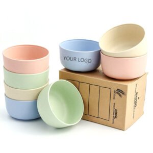 4PCS/Set Food Salad Plastic Baby Biodegradable Unbreakable Soup Wheat Straw Fiber Lightweight Bowl