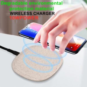 Customized in Stock Biodegradable Wheat Straw QI Wireless Rapid Power Bank for iphone Blackberry Huawei Android logo Available