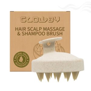 Manufacturer Custom LOGO Hot Sell Eco-Friendly Natural Wheat Straw Hair Shampoo Brush Soft Silicone Scalp Massager Hair Brush